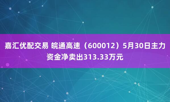 嘉汇优配交易 皖通高速（600012）5月30日主力资金净卖出313.33万元